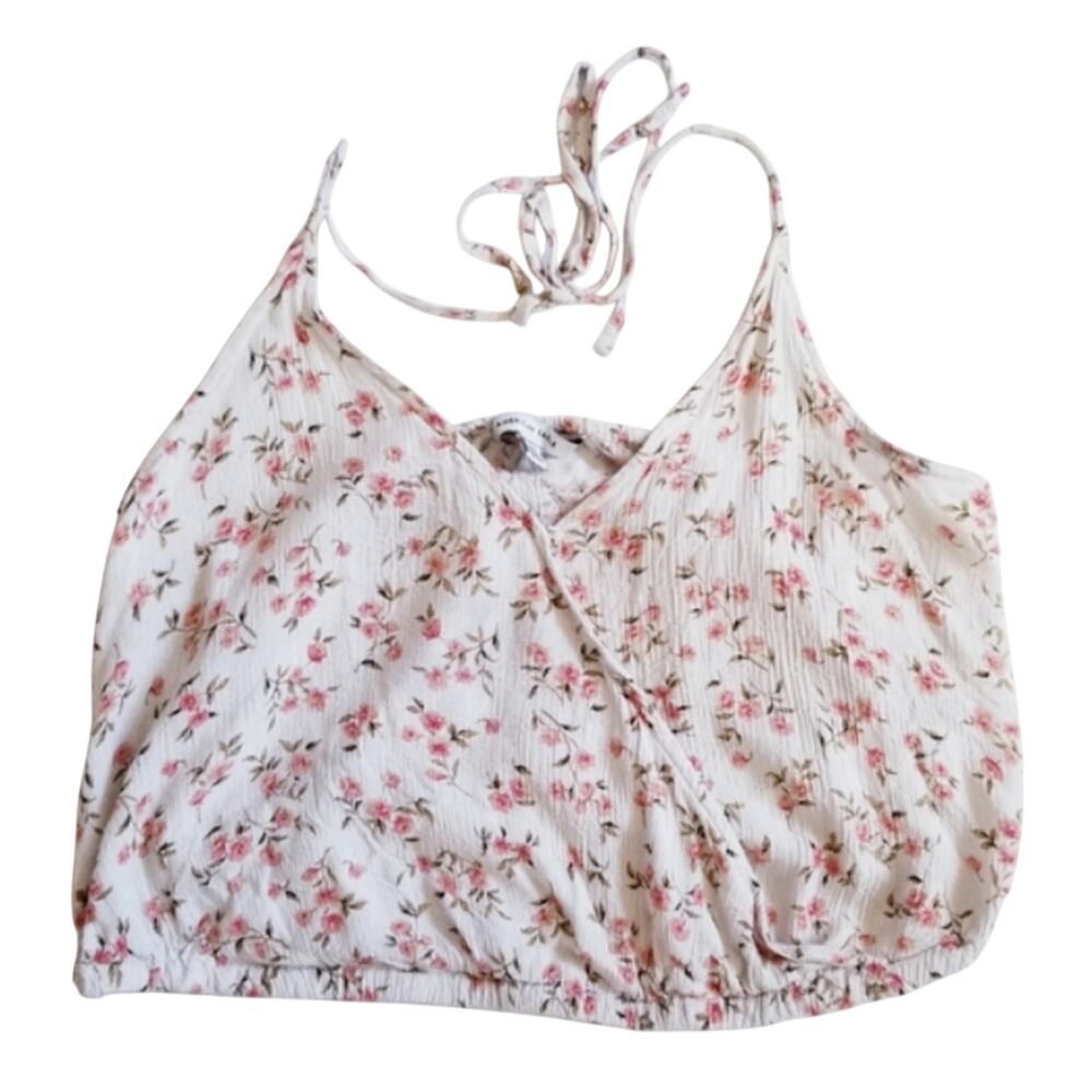 American Eagle Outfitters Floral Halter Crop Top Size Medium
